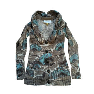 Leifsdottir Anthropologie Wool Mohair Floral SOFT Winter Cardigan Sz XS